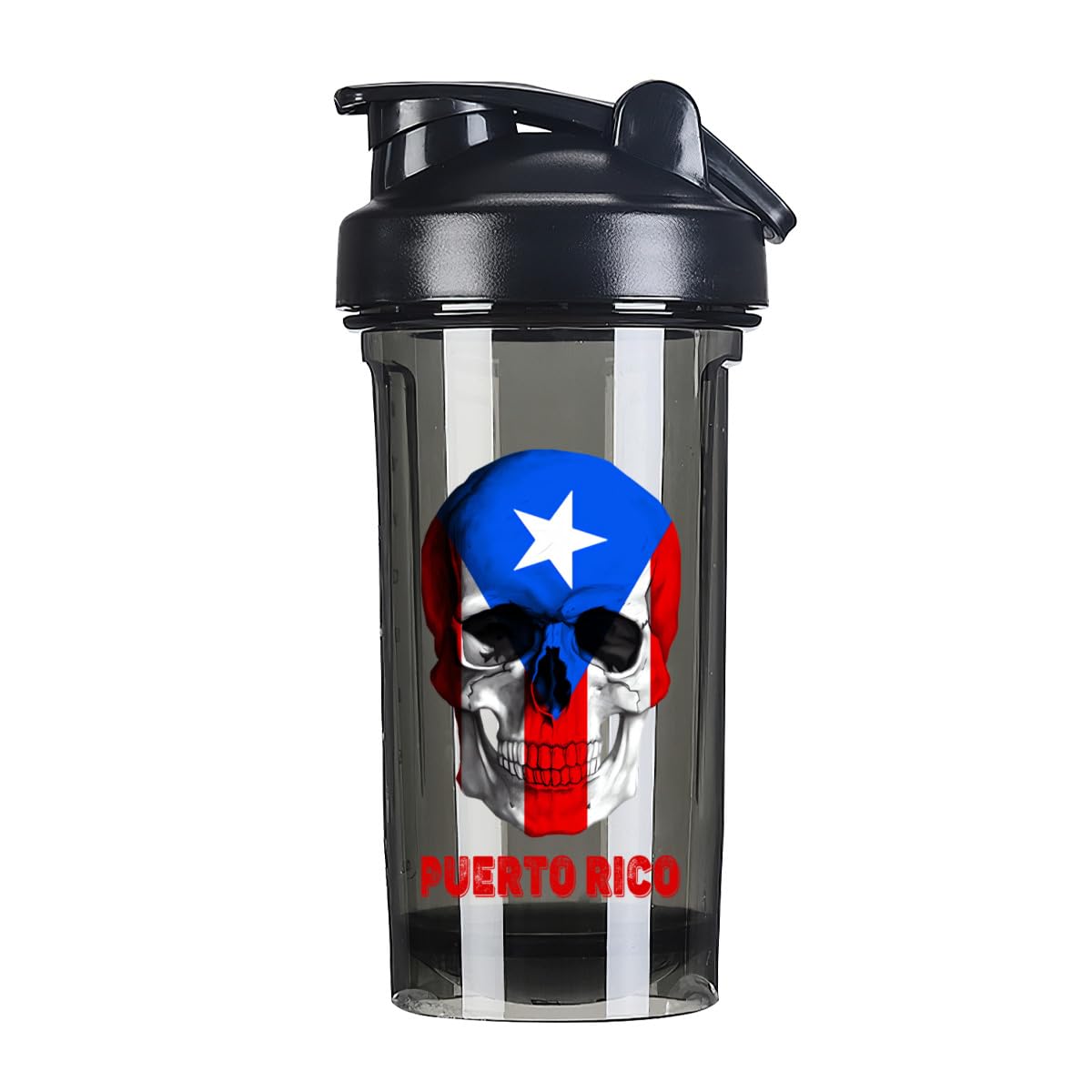 Skull Porto Rico Flag 18 Ounce Shaker Cup,Fashion Theme Pattern Shaker Bottle Leak-proof Workout Shake Bottles 500ML/18 oz Perfect for Pre Workout
