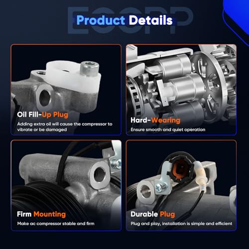 Image of ECCPP AC Compressor for Subaru Forester H4 2.5L 2001-2002 | for Subaru Legacy 2.2L 2.5L 1998-1999 Fast Cooling AC Compressor with Clutch