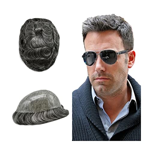 Perruque hommes toupet cheveux courts postiche invisible poly peau injectée