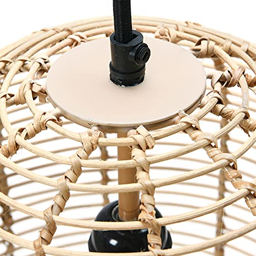 Modern Boho Handwoven Globe Rattan Pendant Light; Coastal Kitchen Lighting, Natural - Image 7