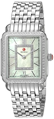 MICHELE Women's 'Deco II' Swiss Quartz Stainless Steel Casual, Color:Silver-Toned (Model: Full watch: MWW06I000001)