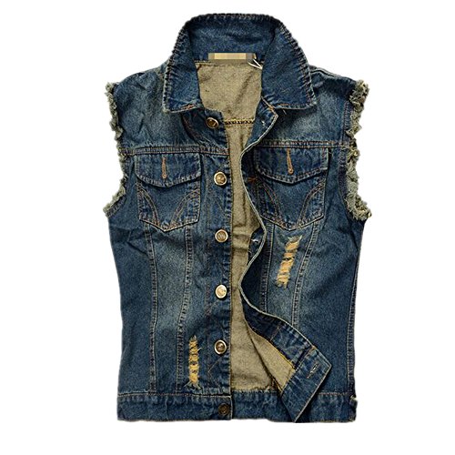 Hzcx Fashion mens brush frazzle denim jean vest button up motocycle jacket 2016-03-23-01-p45-US L(44) TAG 6XL