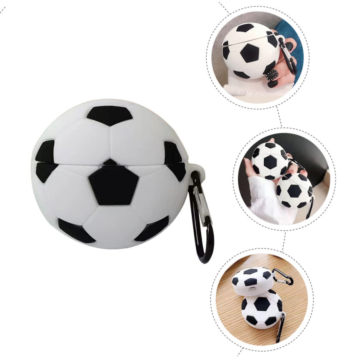 HOMSFOU 4 Fundas para Auriculares con Forma De Fútbol Únicas para Facilitar Su Transporte.