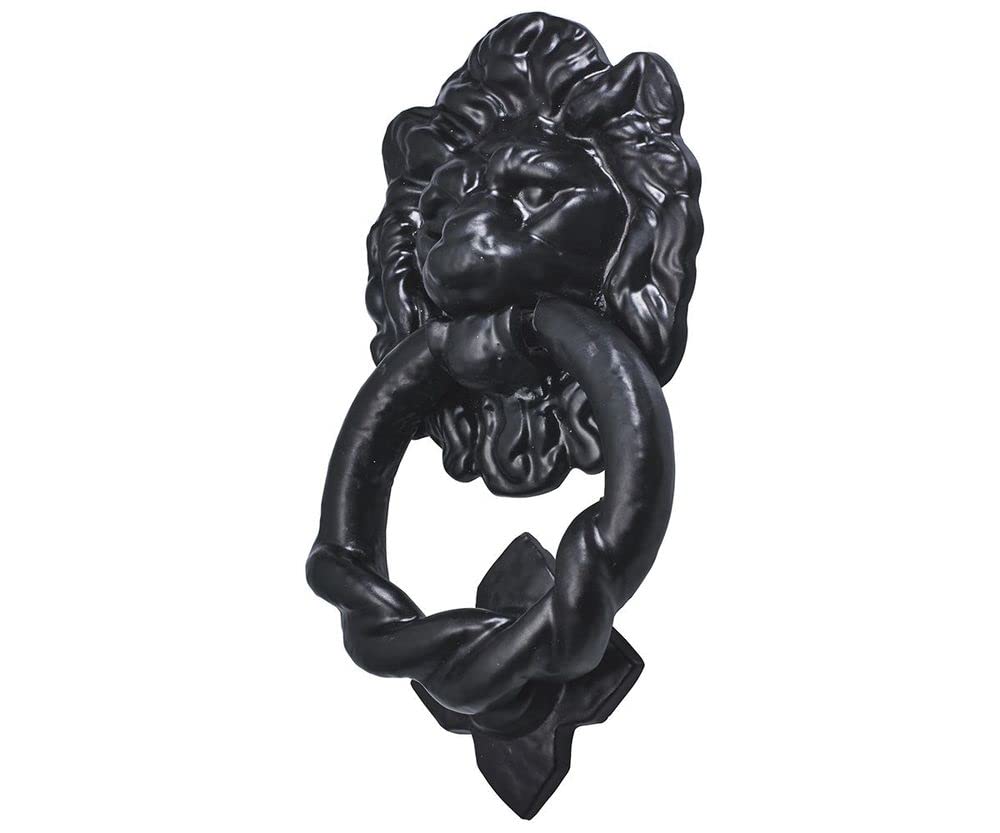 Old Hill Ironworks 90mm Antique Lion Head Door Knocker - Black