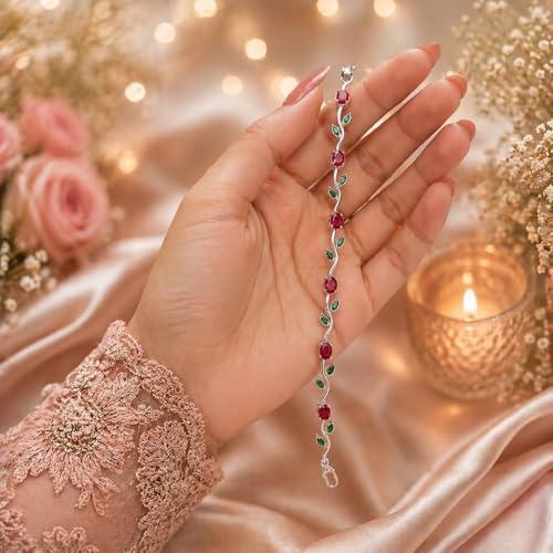 Image of Trending Tulip Bracelet for Women Stylish | Silver and Gold Toned Crystal Floral Tulip Bracelet for Girls & Women | Rapunzel Inspired | Romantic Gift Jewellery
