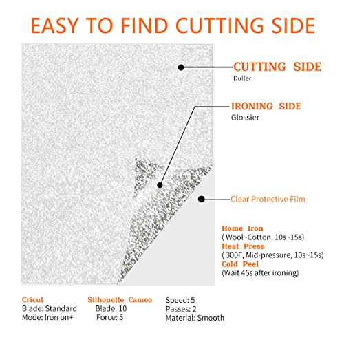 Silver Glitter Heat Transfer Vinyl Htv Sparkle Iron On Rolls For T Shirts 12"X5 Ft, Sparkly Multicolor Iron-On Vinyl Bundle Sheets For Cricut #TOP3