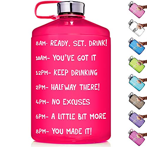 HydroMATE 1 Gallon Motivational Water Bottle with Time Marker Large BPA Free Jug
