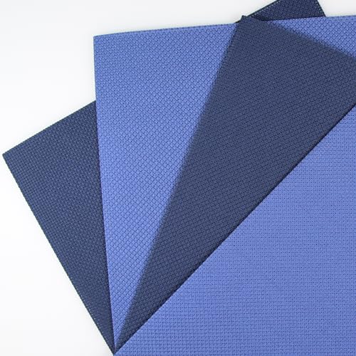 Image of KCS 4 pc of 12 inch x 18 inch (30cmx45cm) 14CT Counted Cotton Aida Cloth Cross Stitch Fabric (Jeans Blue+Navy Blue)