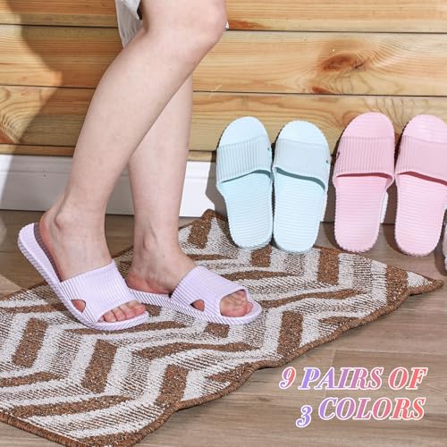 9 Pairs Shower Shoes Bulk for Women Men Quick Drying Lightweight Non Slip Shower Slippers with Drain Holes Beach Sandals Pool Slides House Slippers for Bathroom Indoor Outdoor Spa Dorm Guest4