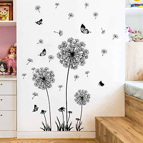 Vinilos decorativos de diente de león y mariposa en blanco y negro miniatura 5