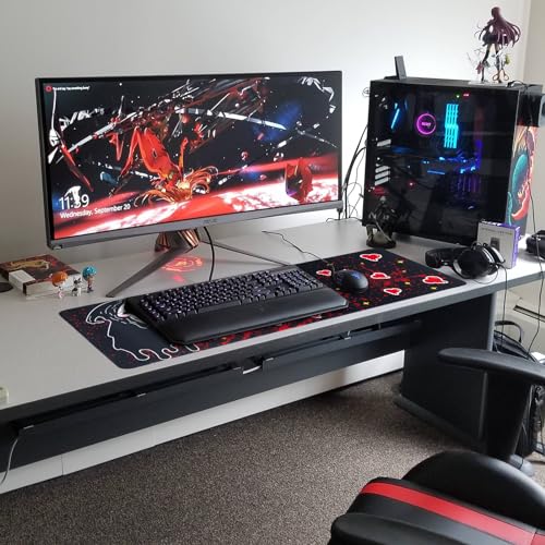 Image of Large Gaming Mouse Pad 31.5 x 11.8in Desk Mat for Office Mousepad Anti-Skid Rubber Base Soft Comfortable and Durable Desk Pad (Black)