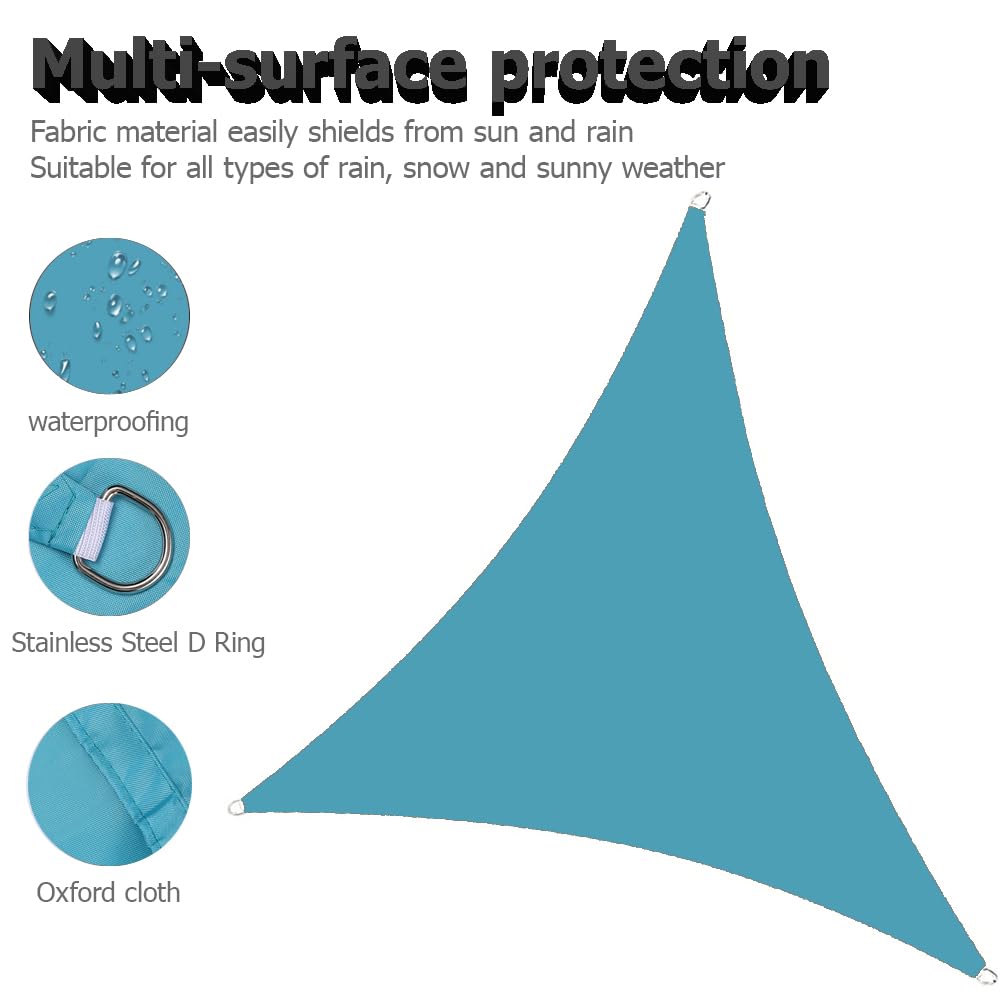Voile D'ombrage Triangulaire 3x4x5m Toile d'ombrage Protection Solaire Protection UV 95% Résistant À l'eau pour Jardin terrasse Piscine(Bleu lac)