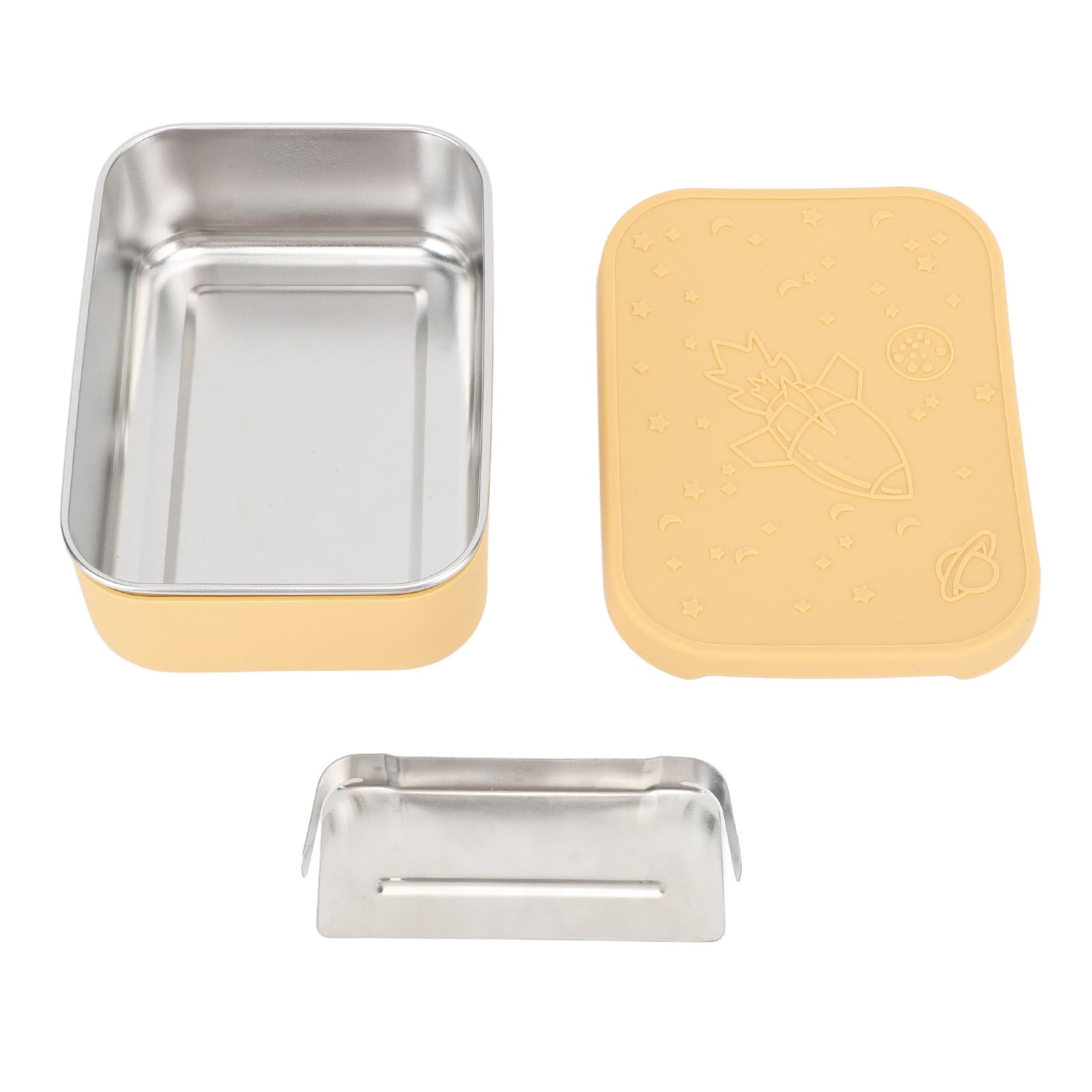 SIXRUN Lunch Box in Acciaio Inossidabile, Contenitore per Alimenti 304 da 850 Ml con Divisore Mobile e Coperchio in Silicone a Tenuta Stagna, Box in Metallo per Picnic in Ufficio Scolastico Adulti