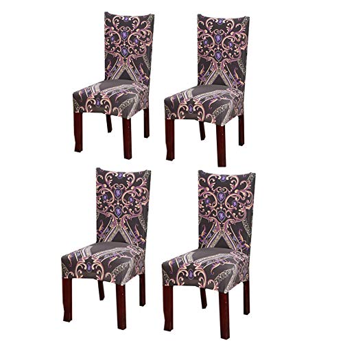 WESDOO Stuhlhussen günstig Stuhlhussen Dinning stühle Covers Esszimmer Stuhl abdeckungen hohe zurück Stuhl Abdeckung Stretch Stuhlhussen Set of 4,pink Cover