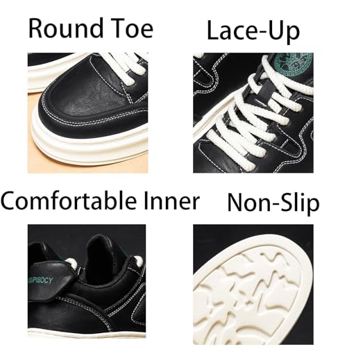 Mens Fashion Lace-Up Platform Sneakers Round Toe Low-Top Non Slip Casual Chunky Shoes for Gym Sports Tennis Jogging Running Walking4