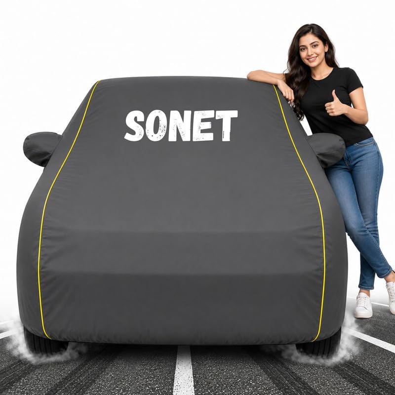 Image of Custom Fit Grey 100% Waterproof Sonet Car Cover | Polyester Car Body Covers for Rain & Sun | UV Protection, Dustproof, Scratch Resistant, Windproof, Heat Resistant