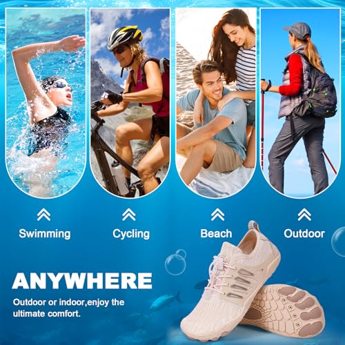 Image of Hike Barefoot Water Shoes for Women Men, Quick-Dry Aqua Footwear Breathable Non-Slip Wide Toe Shoe for Beach Swim River Pool Lake Hiking Kayaking Surfing