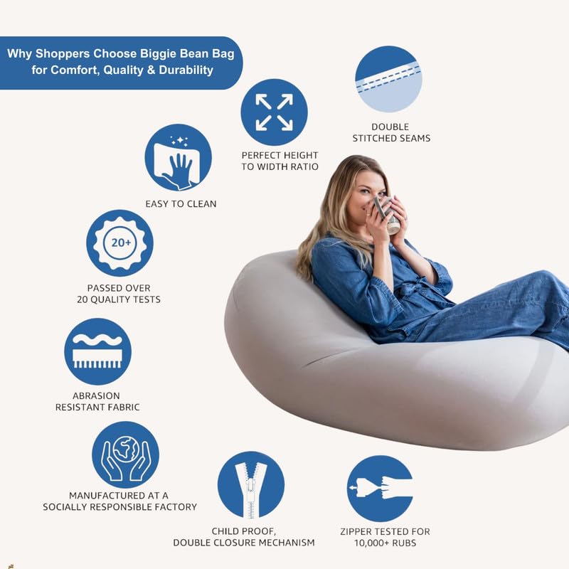 Image of Biggie Bean Bag 2XL Bean Bag Chair with Beans Filled-Perfect for Living Room,Bedroom,Study-Sale Design(Regular-Black)-Faux Leather