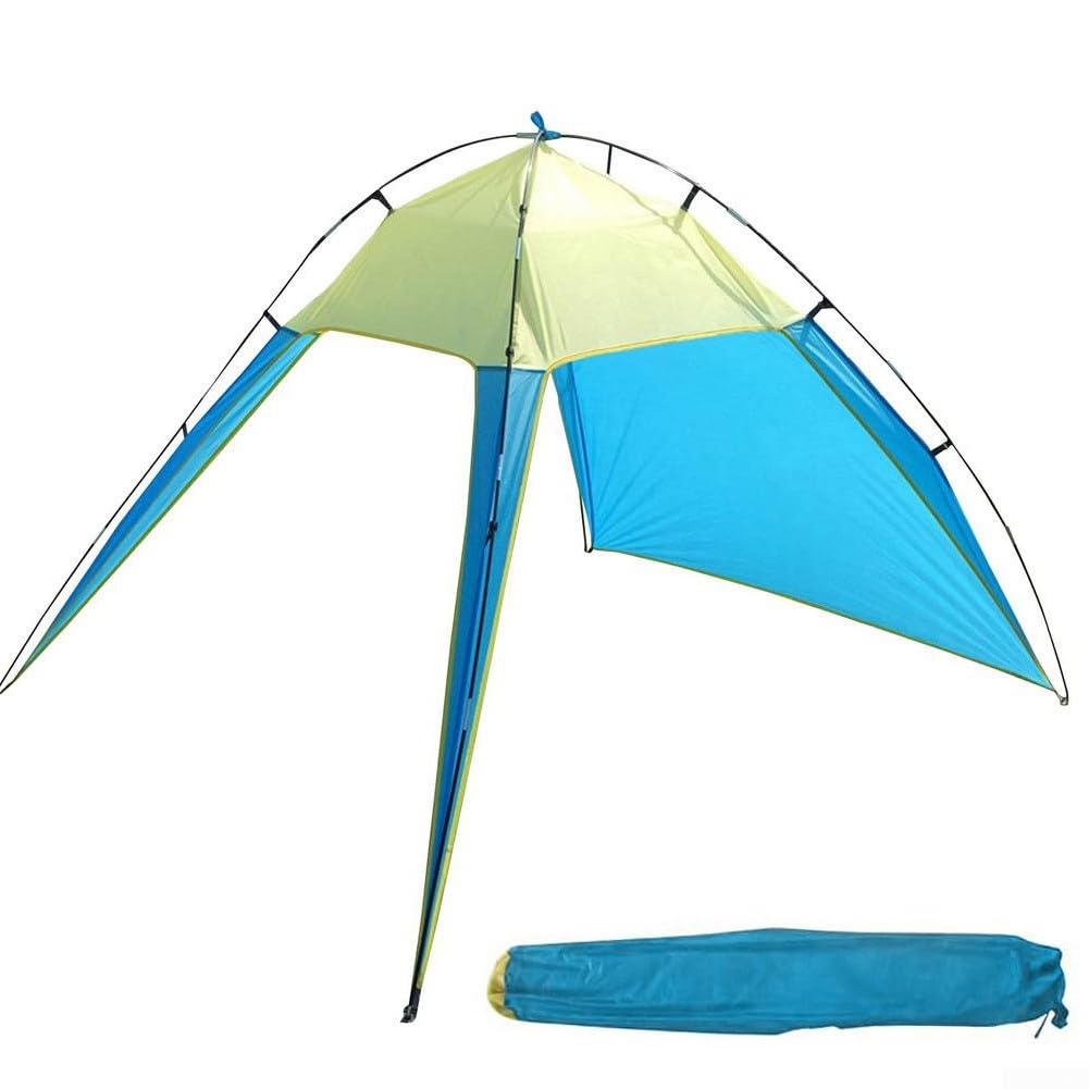 ARMYJY Tienda de campaña familiar para la playa, 230 x 210 x 160 cm, portátil, impermeable y anti-UV con bolsa de transporte y 4 clavos de tierra para exteriores (azul)