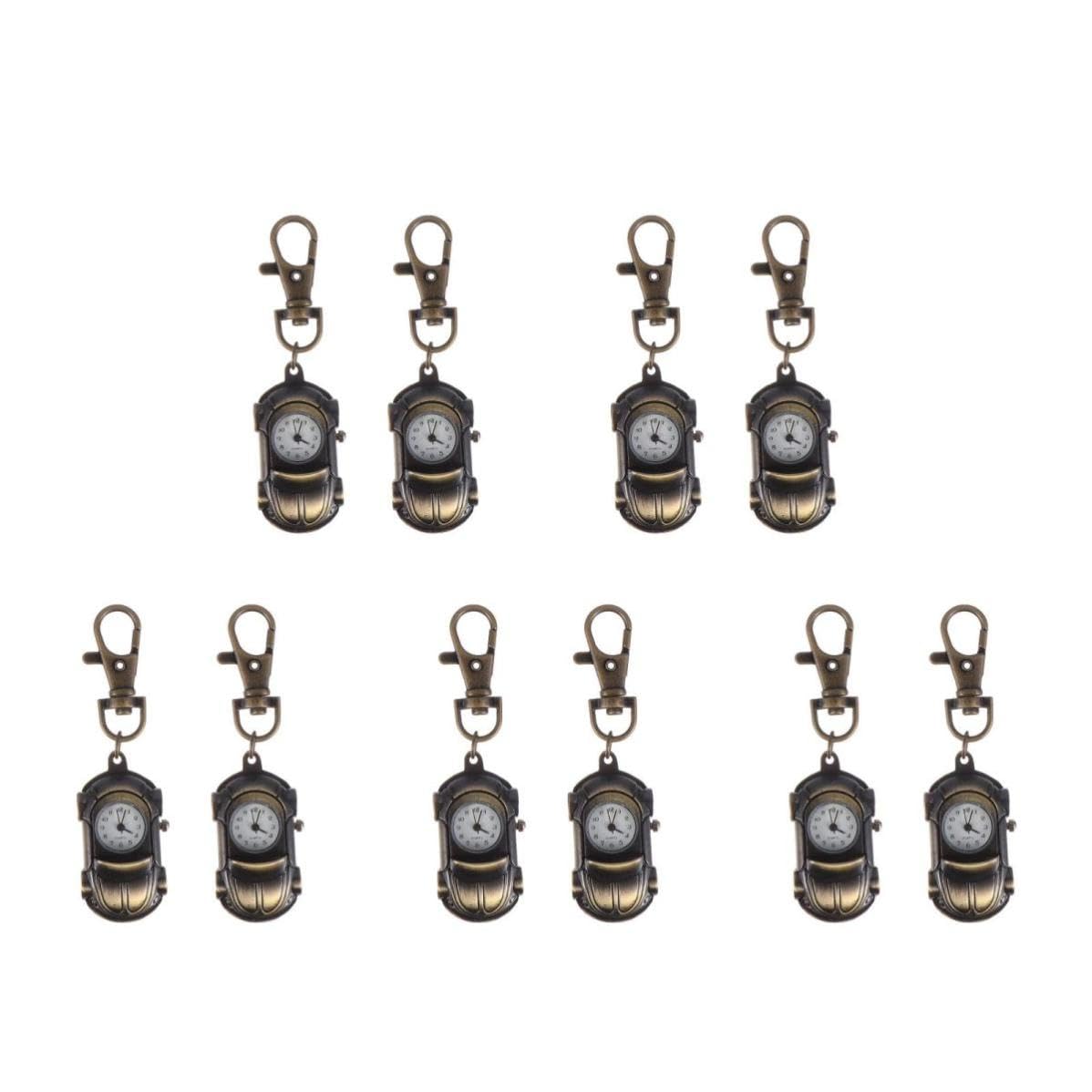 STOBAZA 10 Pezzi Orologio da Taschino a Forma di Auto in Titanio, Vintage | Catena, Stile Elegante e Moderno, per Studenti e Professionisti, Regalo di Laurea, Colore Caffè