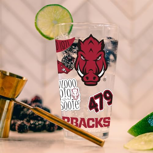 Image of Logo Brands NCAA 16 oz Pint Glass - Durable Glass With Bold Team Color- Chip-Resistant Rim Drinkware For Fans, Tailgates, Home Bars & Everyday Use