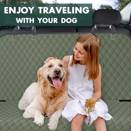 Image of Waterproof Dog Backseat Cover for Cars, Non-Slip Pet Seat Protector, Green | Backseat Cover Protects Seats From Dirt & Scratches. Universal Fit for Cars, Trucks & Suvs. Durable & Easy To Install.