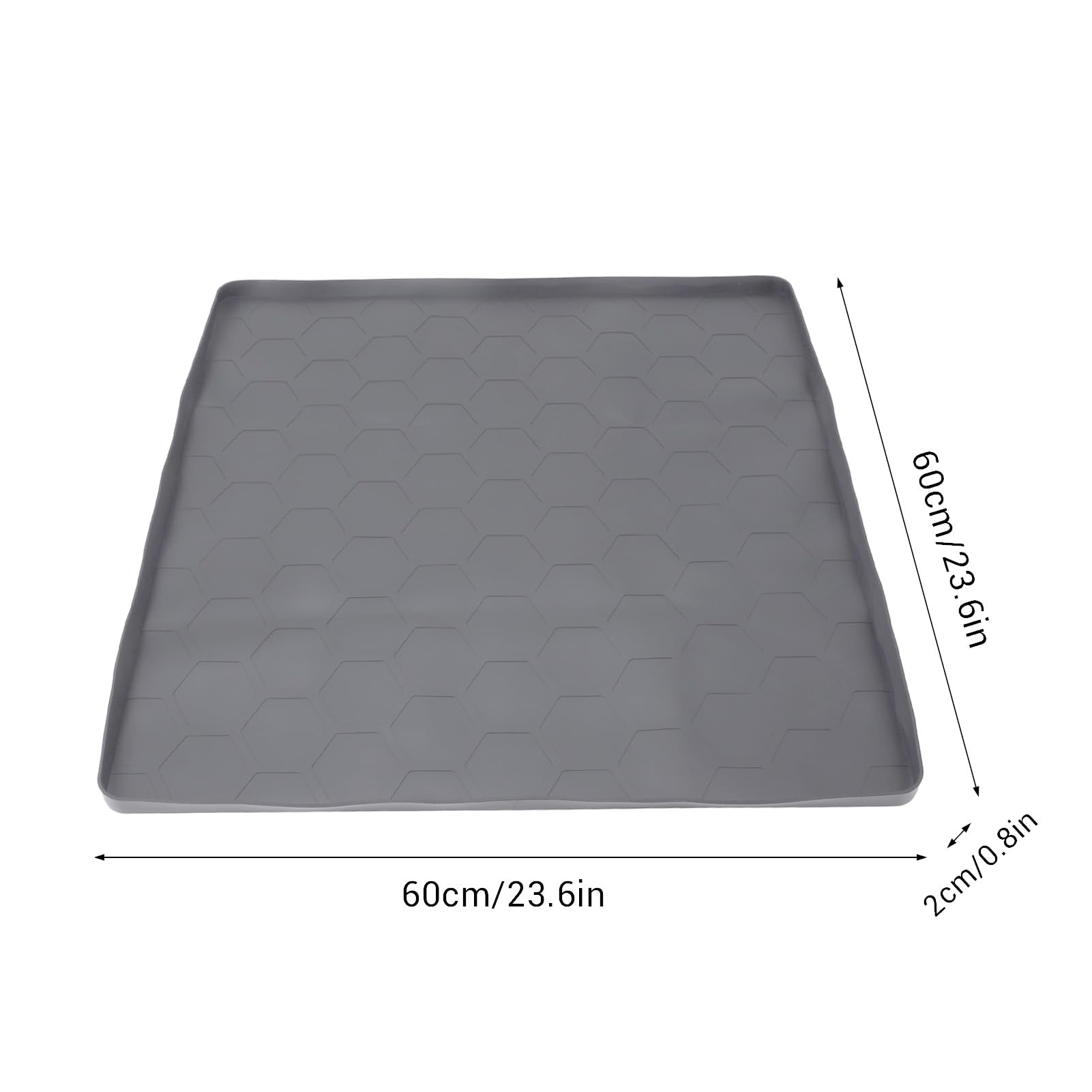 Fridge Silicone Mat, 23.6x23.6x0.8in Prevent Water Leakage and Floor Damage, Under Washing Machine Mat for Washing Machine Dryer Refrigerators (Grey)