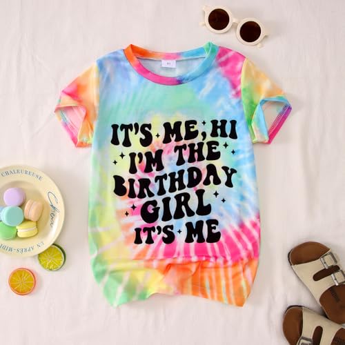 Image of GLIGLITTR Its Me Hi Im The Birthday Girl Shirt Kids Letter Print Birthday Party T-Shirt Outfit for Girls Gift Top 5-10 Years