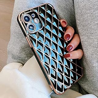 OWM iPhone 11 Case Silicone [Quilted Designer Back] Shockproof Gold Edging Luxury Girls Women [Camera Lens Protective] Phone Cover Compatible for iPhone 11-6.1" Inch (Black)