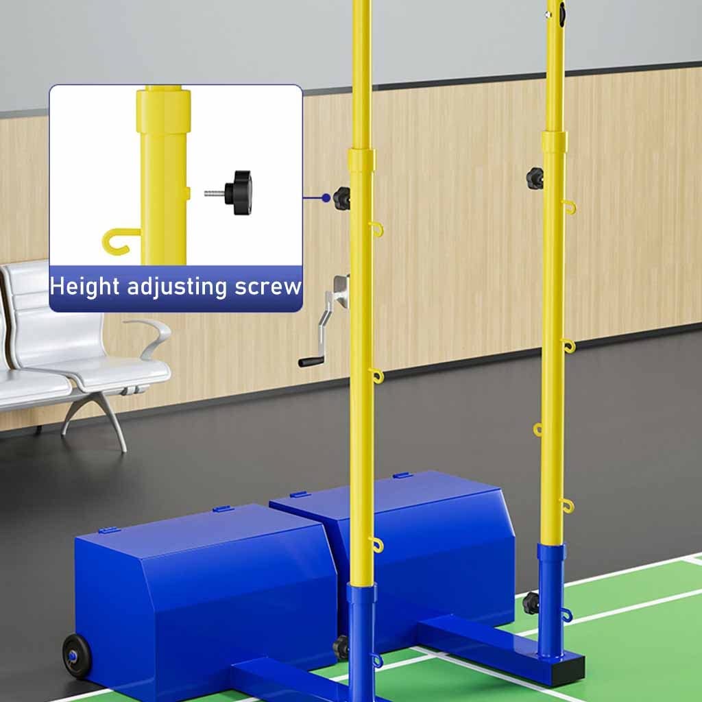 Pali da Badminton/pallavolo con Rete, Telaio per Rete da pallavolo in Acciaio Resistente alle intemperie per Esterni con Ruote, Altezza Regolabile