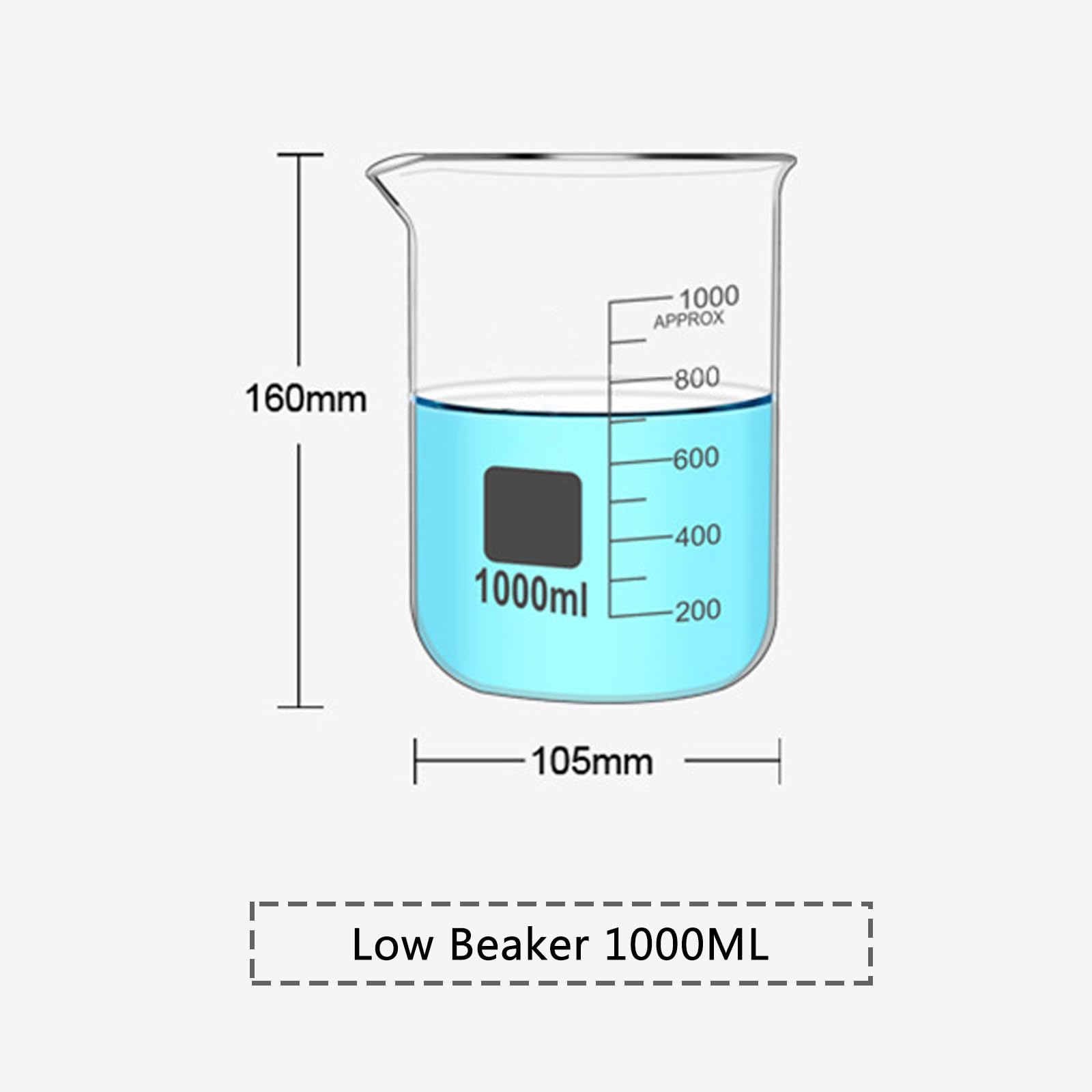 Vasos medidores de Vidrio, Vaso medidor Transparente de Vidrio, Escala Transparente, Muesca de vertido, Vidrio de borosilicato, Temperatura Ajustable, para Cocina, repostería y Laboratorio (1000 ml)
