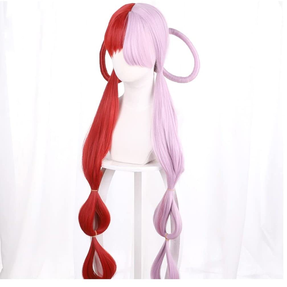 Anime One Piece Film Uta Parrucca Metà Rosso e Viola Copricapo Shanks Figlia Parrucche di Un Pezzo Donna Ragazza Anime costume oggetti di scena