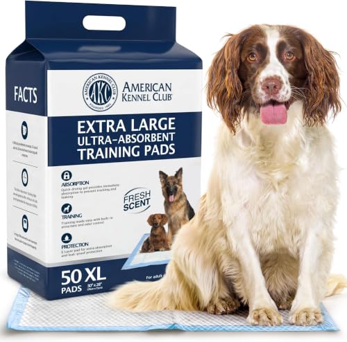 Image of American Kennel Club Scented Puppy Training Pads with Ultra Absorbent Quick Dry Gel - 28 x 30 Pee Pads for Dogs - Fresh Scented - 50 Count, XL (Pack of 6)