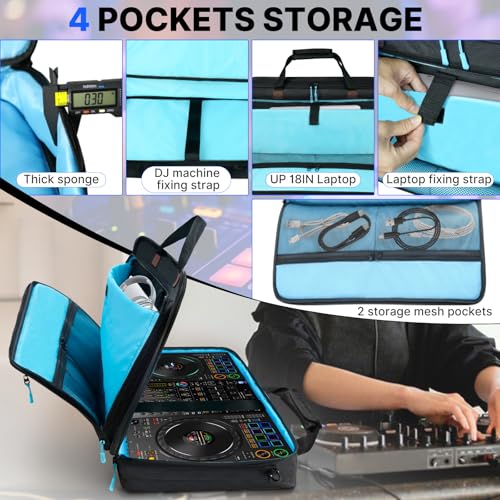 Image of ORKELS DJ Controller Bag, Portable DJ Travel Case with Storage Pocket, Fits Pioneer DDJ 400 SB3 SB2 RB 200, FLX4 REV1, DJ2GO2 Party Mix