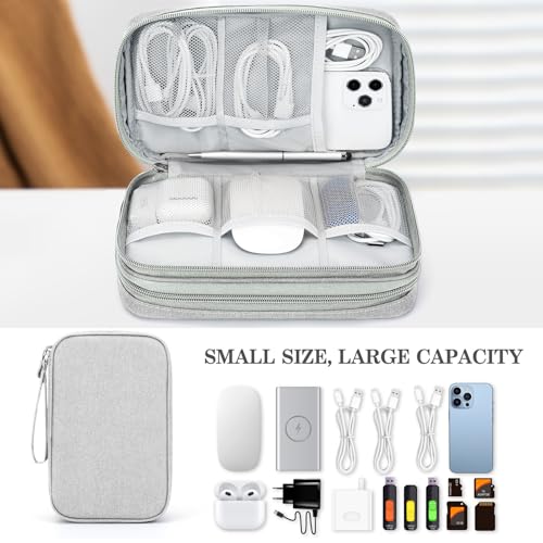 Image of FYY Electronic Organizer, Large Travel Cable Organizer Bag Pouch Electronic Accessories Carry Case Portable Waterproof Double Layers All-in-One Storage Bag for Cable, Cord, Charger, Phone, Grey