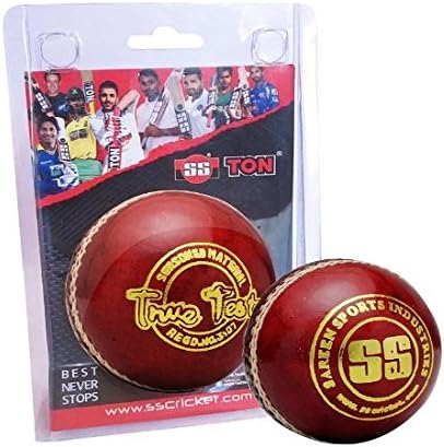 SS True Test Cricket Ball (Red, Pack of 6) | Water Proofed Leather Ball | Suitable for Practice Game | Tournament Game Cork