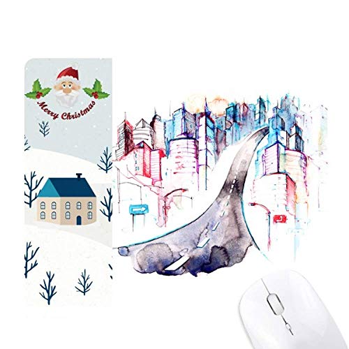 Tapis de souris aquarelle avec mairie et highway idéal pour cadeau de noël