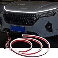 LED für Auto, LED Strip Auto, LED Tagfahrlicht, Yeelan Dynamic Scan Start Up Hoodbeam Kit, Decorative Light Bar, Car Hood Light Strip, Flexible Waterproof Daytime Running Light for Cars (Weiß, 180cm)