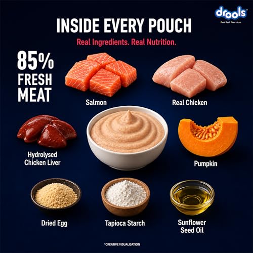 Image of Drools Adult Cat Wet Mousse 80g Pack of 5, 400g | Salmon Flavour | Rich in Protein | Promotes Hydration & Easy to Digest | No Artificial Flavours | Packed with Essential Vitamins & Antioxidants