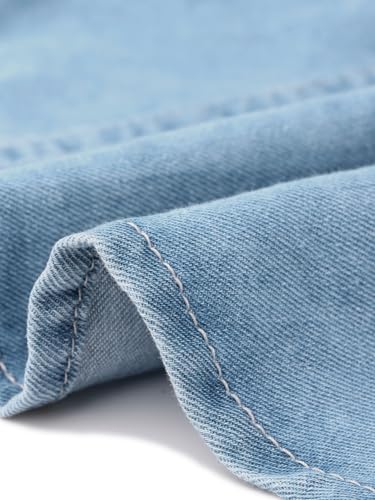 Image of Agnes Orinda Plus Size Denim Dress for Women Short Sleeve Button Down with Pockets Midi Jean Denim Shirt Dresses