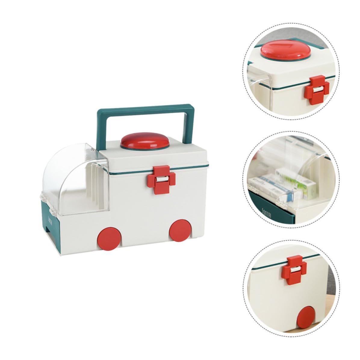 Cabilock Caja Médica de Plástico Asa, Gran Capacidad, Portátil para