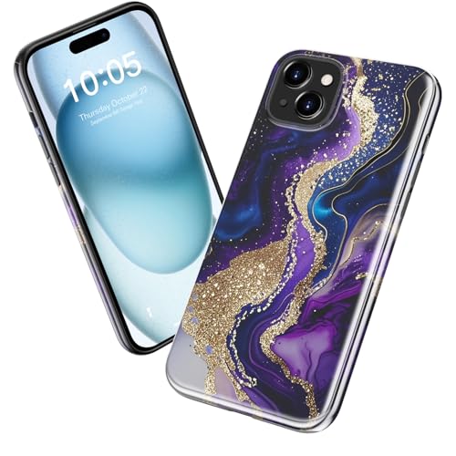 Goodon for iPhone 13 Mini Case - Wireless Charging - Dual-Layer Hard Shell & Silicone Cover - Protective Phone Case with Cute Wildflower Designs for Women - Mystic Goldstream - image 2