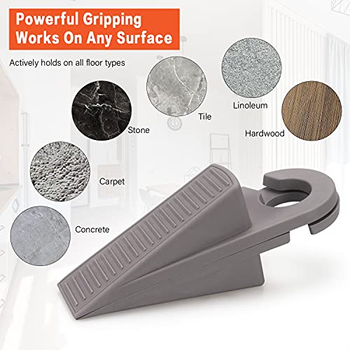 3 Pack Rubber Hook Type Door Stoppers 1 Inch Thick Door Stop Works On All Floor Surfaces, Control The Size Of The Door Gaps And Prevent The Lock-Outs (Gray/Blue/Rose) #TOP5