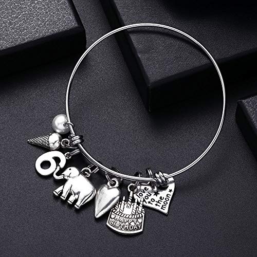 M MOOHAM 6th Birthday Bracelet Gifts for Girls, Six 6 Year Old Girls Gifts Birthday Charm Bracelet Little Girls Girls Toddler Daughter Granddaughter Girls Birthday Gifts Age 6 - Image 5