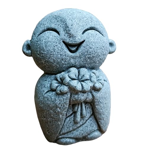 Mini estatua de monje budista japonés de piedra arenisca miniatura 1