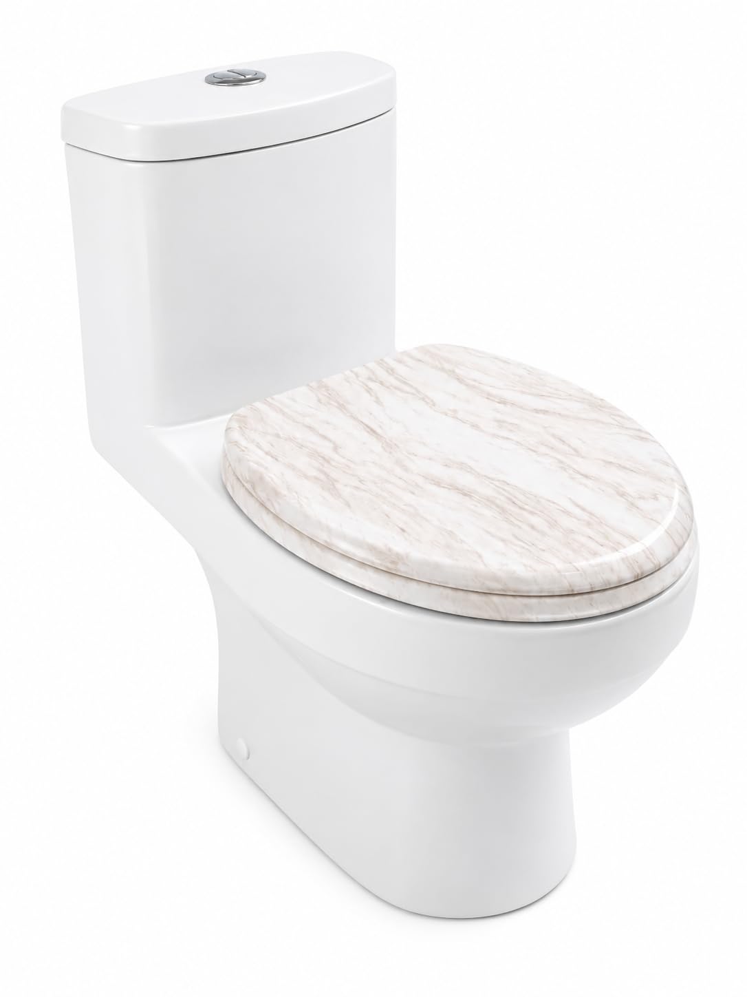 Wooden Toilet Seat with Unique Design 18 Inch MDF Wood Toilet Seat Replacement Bathroom WC Seat Easy to Clean Fixing Included. (Blush)