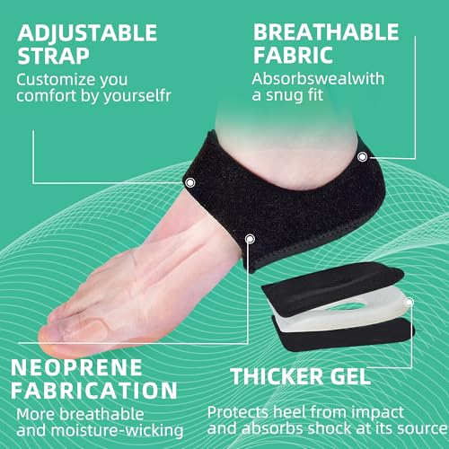 Image of Plantar Fasciitis Gel Heel Protectors Pain Relief Heel Cups for Women Men (Black, Small)