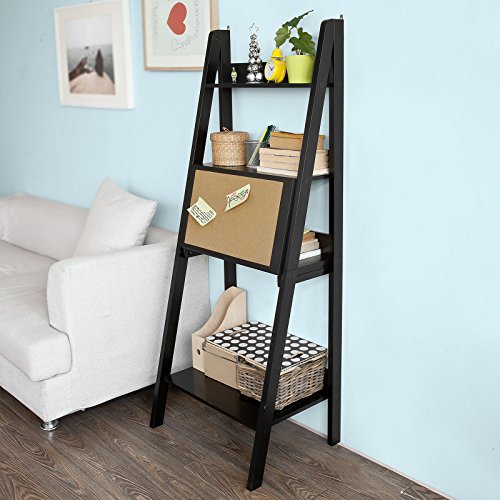 Haotian Modern Ladder Bookcase Made of Wood, Book Shelf,Stand Shelf, Wall Shelf (FRG115-SCH)