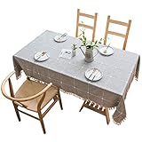 JLONGLEI Tischdecke Rechteckig Abwaschbar Tischtuch Leinen-Optik Tafeldecke Tischwäsche Schmutzabweisend Pflegeleicht für Wohnzimmer, Esszimmer, Balkon, Garten, Grau, 140x140cm(Rechteckig)