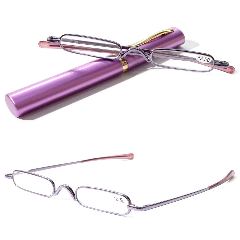 VEVESMUNDO Reading Glasses Men Women Compact Metal Eyeglasses Eyewear With Case